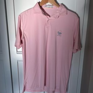 Peter Millar Featherweight Pink Striped Logo Polo